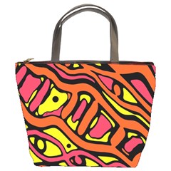 Orange Hot Abstract Art Bucket Bags by Valentinaart