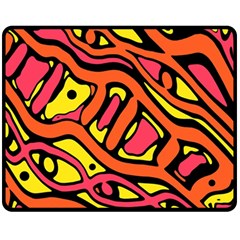 Orange Hot Abstract Art Fleece Blanket (medium)  by Valentinaart