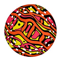 Orange Hot Abstract Art Ornament (round Filigree) 