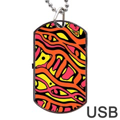 Orange Hot Abstract Art Dog Tag Usb Flash (one Side) by Valentinaart