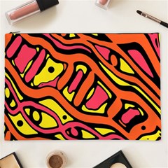 Orange Hot Abstract Art Cosmetic Bag (xxl)  by Valentinaart