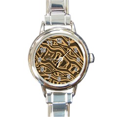 Brown Abstract Art Round Italian Charm Watch