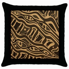 Brown Abstract Art Throw Pillow Case (black) by Valentinaart