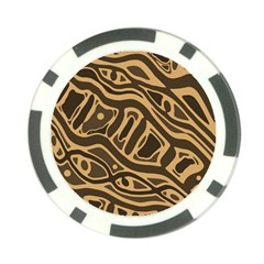 Brown Abstract Art Poker Chip Card Guards (10 Pack)  by Valentinaart