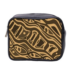 Brown Abstract Art Mini Toiletries Bag 2-side