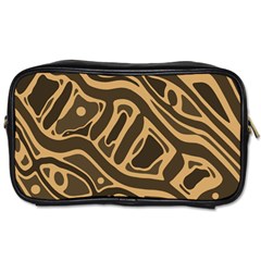 Brown Abstract Art Toiletries Bags by Valentinaart