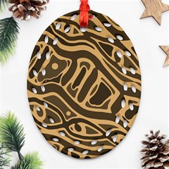 Brown Abstract Art Oval Filigree Ornament (2-side)  by Valentinaart