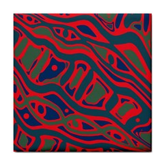 Red and green abstract art Tile Coasters