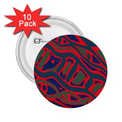 Red and green abstract art 2.25  Buttons (10 pack) 