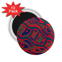 Red and green abstract art 2.25  Magnets (10 pack) 