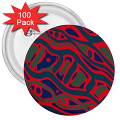 Red and green abstract art 3  Buttons (100 pack) 