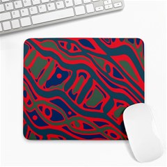 Red and green abstract art Large Mousepads