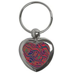 Red and green abstract art Key Chains (Heart) 