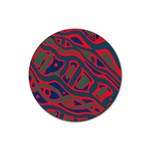 Red and green abstract art Rubber Round Coaster (4 pack)  Front