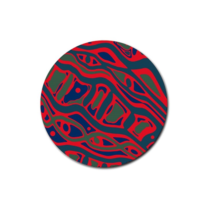 Red and green abstract art Rubber Round Coaster (4 pack) 