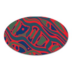 Red and green abstract art Oval Magnet