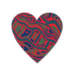 Red and green abstract art Heart Magnet