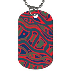 Red and green abstract art Dog Tag (One Side)