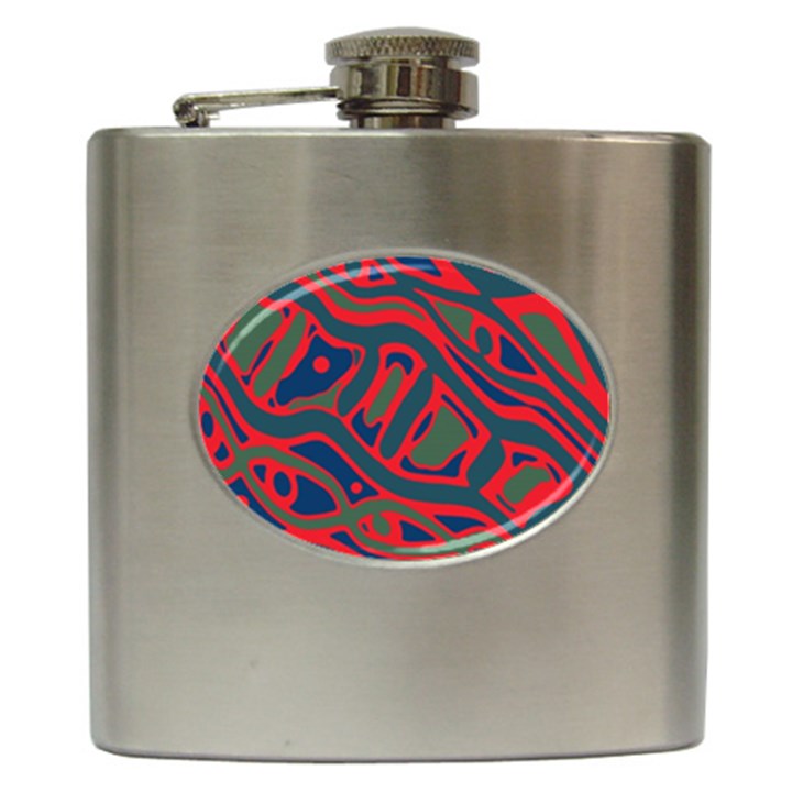 Red and green abstract art Hip Flask (6 oz)