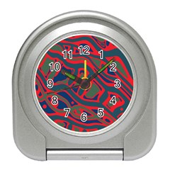 Red and green abstract art Travel Alarm Clocks