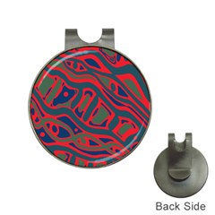 Red and green abstract art Hat Clips with Golf Markers