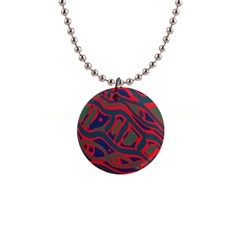 Red and green abstract art Button Necklaces