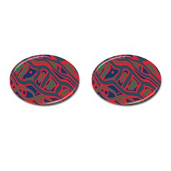 Red and green abstract art Cufflinks (Oval)