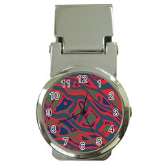 Red and green abstract art Money Clip Watches