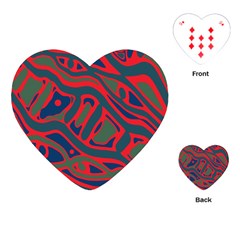 Red And Green Abstract Art Playing Cards (heart)  by Valentinaart