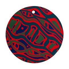 Red and green abstract art Round Ornament (Two Sides) 