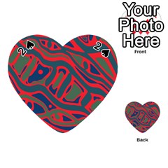 Red and green abstract art Playing Cards 54 (Heart) 