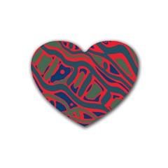 Red and green abstract art Heart Coaster (4 pack) 