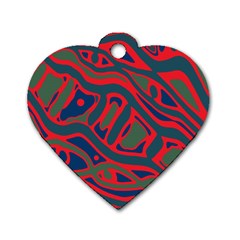 Red and green abstract art Dog Tag Heart (One Side)