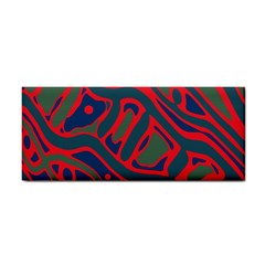 Red and green abstract art Hand Towel