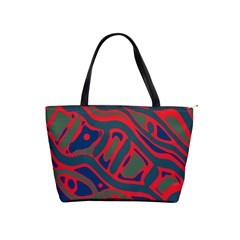 Red and green abstract art Shoulder Handbags