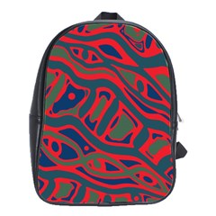 Red And Green Abstract Art School Bags(large)  by Valentinaart