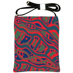 Red and green abstract art Shoulder Sling Bags