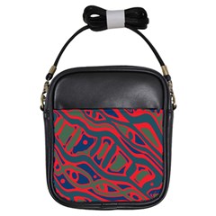 Red and green abstract art Girls Sling Bags