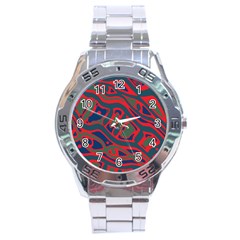 Red and green abstract art Stainless Steel Analogue Watch