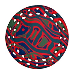 Red And Green Abstract Art Ornament (round Filigree) 