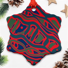 Red and green abstract art Ornament (Snowflake) 