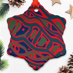 Red and green abstract art Ornament (Snowflake)  Front