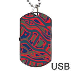 Red and green abstract art Dog Tag USB Flash (Two Sides) 