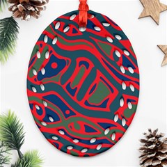 Red and green abstract art Ornament (Oval Filigree) 