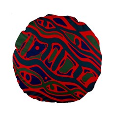 Red and green abstract art Standard 15  Premium Round Cushions