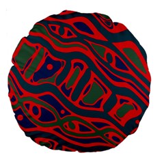 Red and green abstract art Large 18  Premium Round Cushions