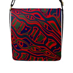 Red and green abstract art Flap Messenger Bag (L) 