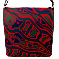 Red And Green Abstract Art Flap Messenger Bag (s) by Valentinaart