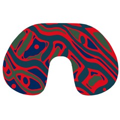 Red and green abstract art Travel Neck Pillows