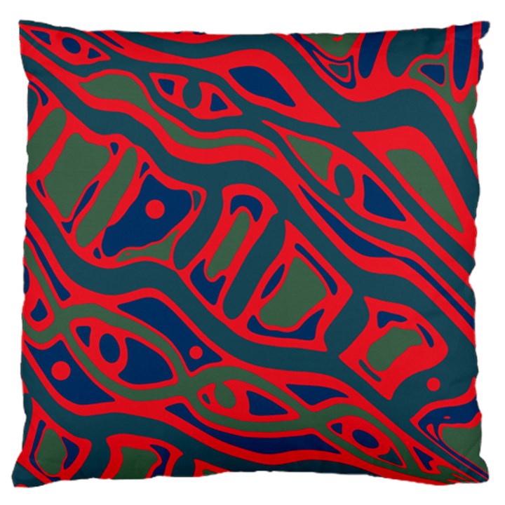 Red and green abstract art Large Flano Cushion Case (Two Sides)